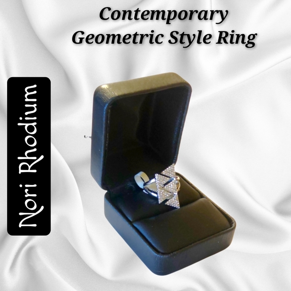Nori Rhodium ~ Contemporary Geometric Style Ring - Picture 3 of 9